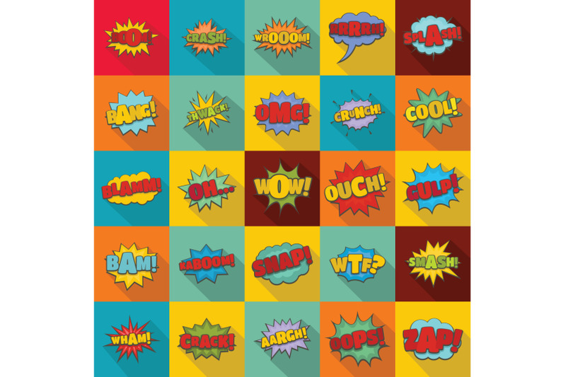 comic-sound-icons-set-flat-style