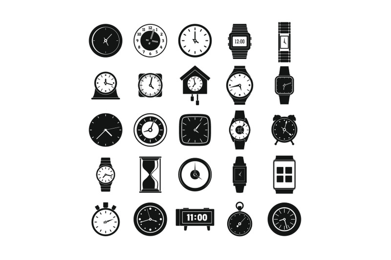 time-and-clock-icons-set-simple-style