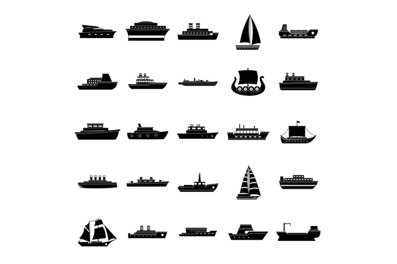 boat-icons-set-simple-style