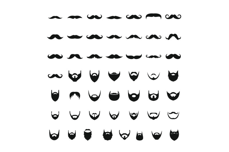 mustache-and-beard-icons-set-simple-style