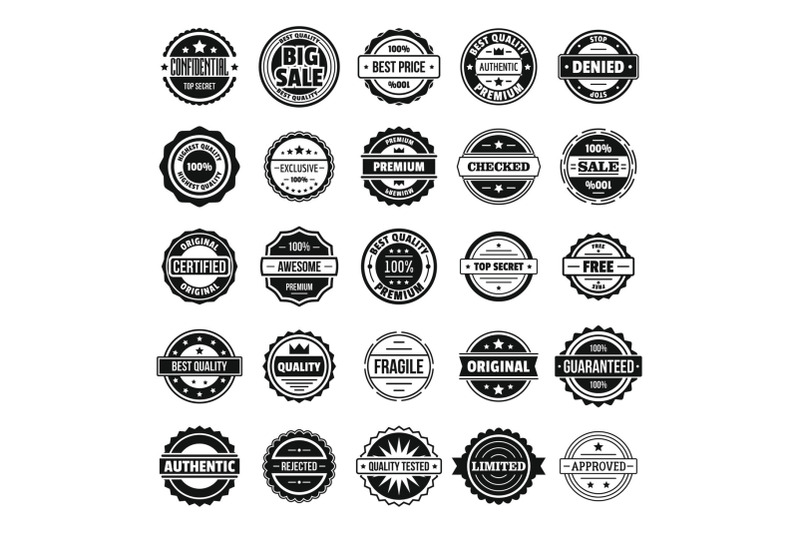 vintage-badges-and-labels-icons-set-simple-style