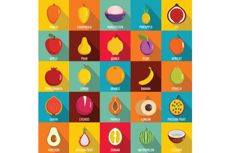 fruits-icons-set-flat-style