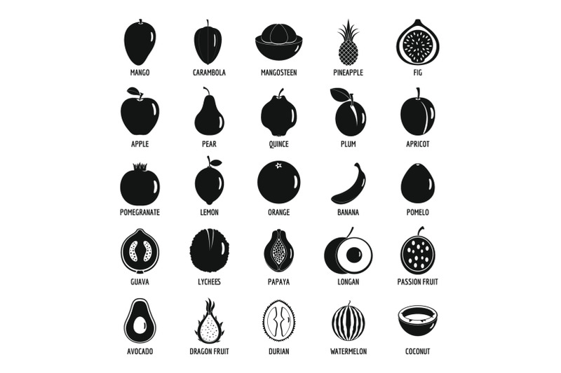 fruits-icons-set-simple-style