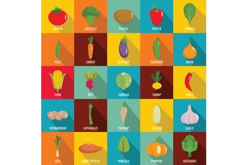 vegetables-icons-set-flat-style