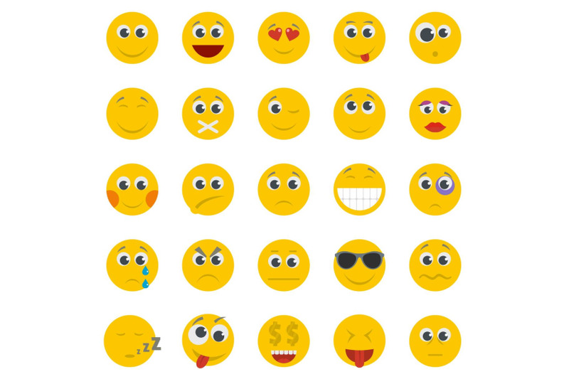 smile-icon-set-isolated-flat-style