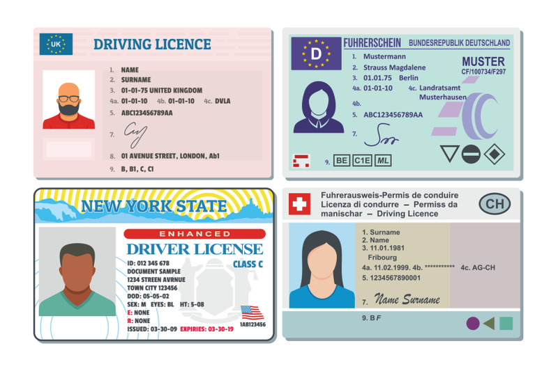 driver-license-banner-horizontal-set-flat-style