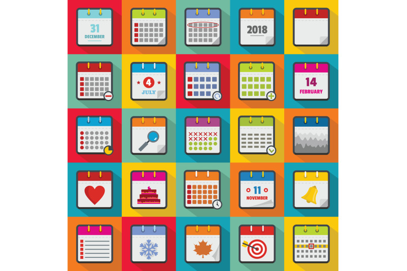 calendar-icons-set-flat-style