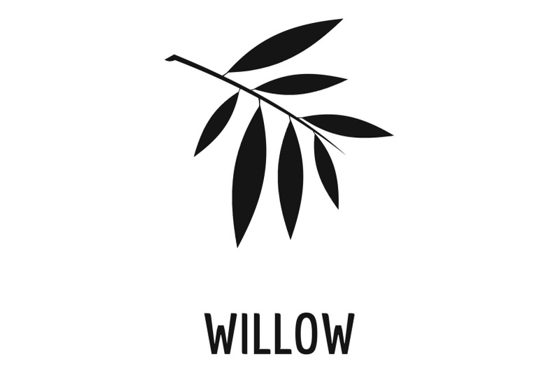 willow-leaf-icon-simple-black-style