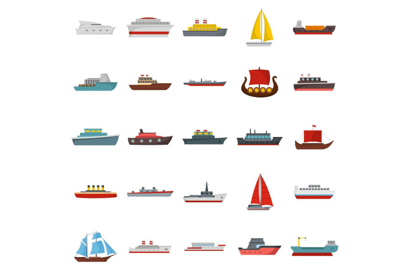 ship-and-boats-icons-set-flat-style