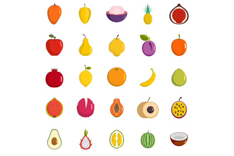 fruits-icons-set-flat-style