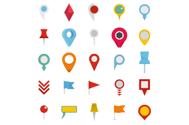 map-pointer-icons-set-flat-style
