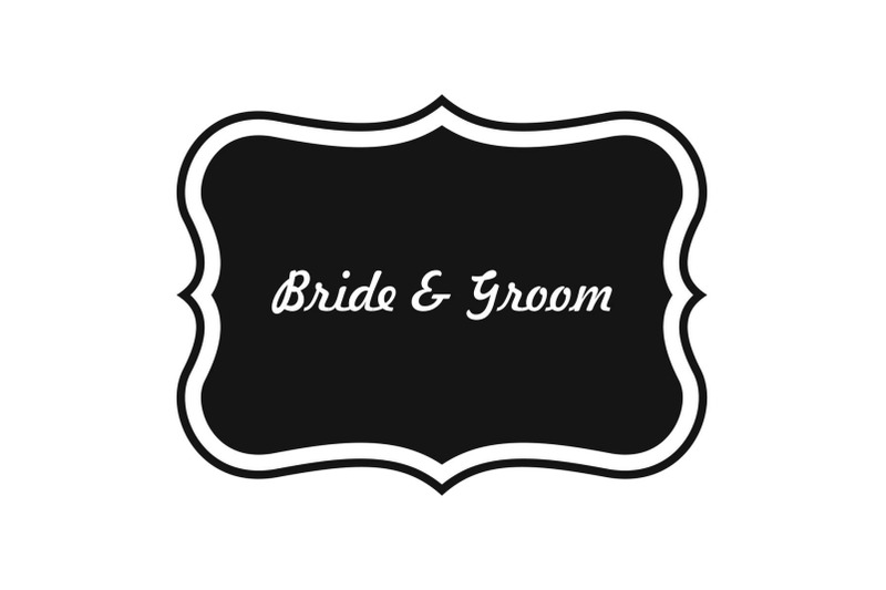 just-married-label-icon-simple-style