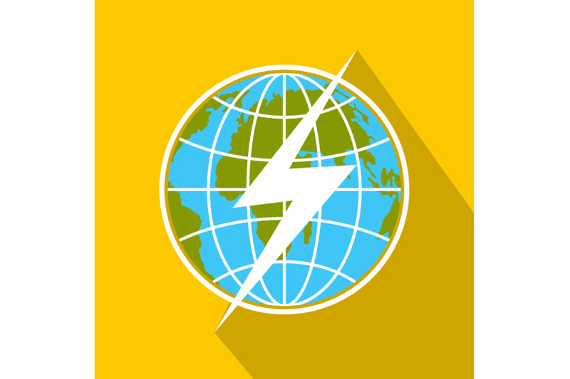 lightning-on-earth-icon-flat-style