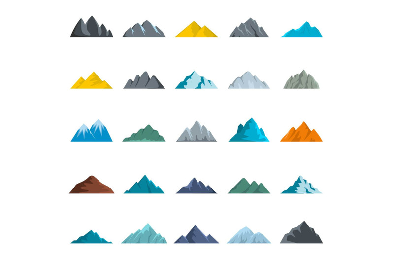 mountain-icons-set-flat-style