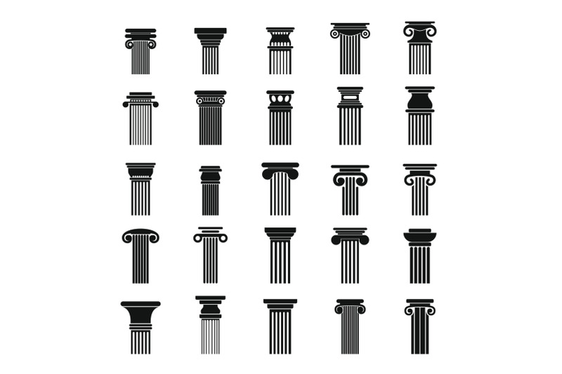 ancient-columns-icons-set-simple-style