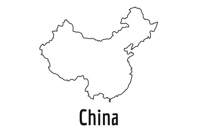 china-map-thin-line-vector-simple