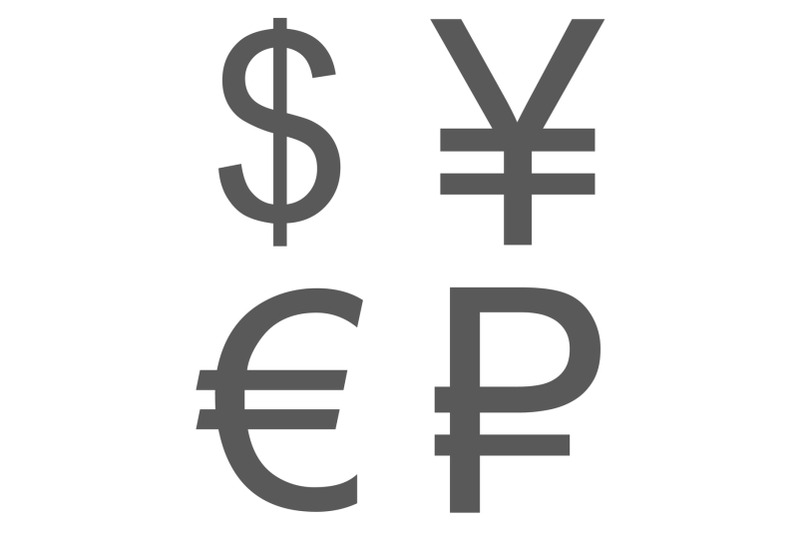 currency-signs-set-icon-vector-simple