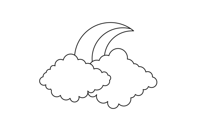 moon-and-cloud-icon-outline-style