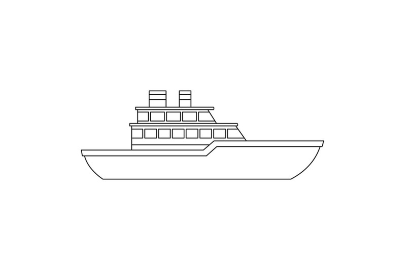 military-ship-icon-outline-style