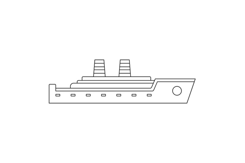 boat-in-ocean-icon-outline-style