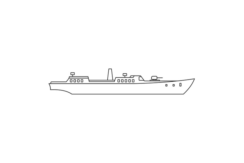 boat-in-sea-icon-outline-style