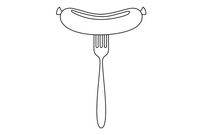 sausage-in-fork-icon-outline-style