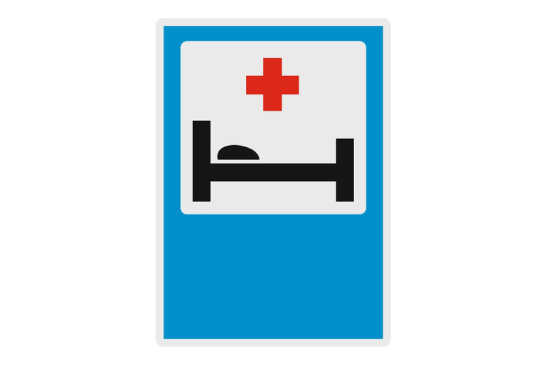 hospital-bed-and-medical-cross-icon-flat-style