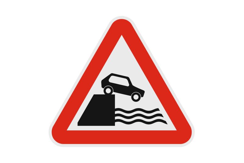 car-on-a-precipice-over-water-icon-flat-style