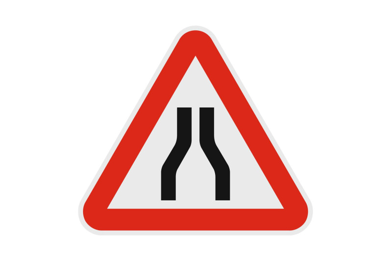narrowing-of-the-road-icon-flat-style