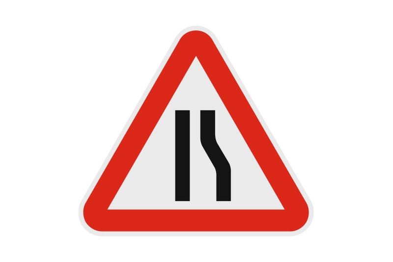 narrowing-right-road-icon-flat-style