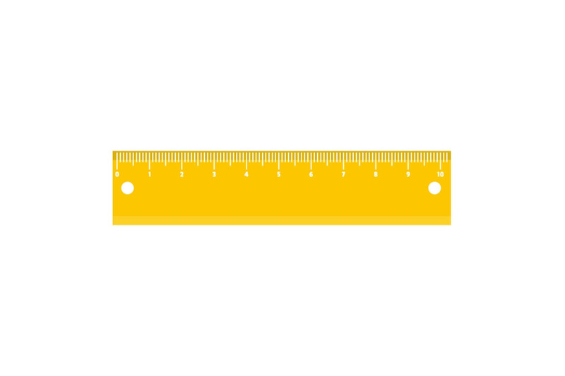 yellow-short-ruler-icon-flat-style