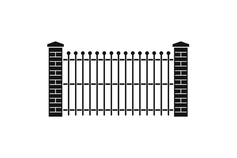 brick-and-metal-fence-icon-simple-style