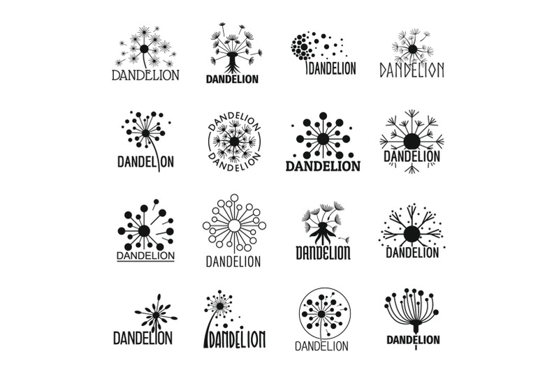 dandelion-logo-icons-set-simple-style