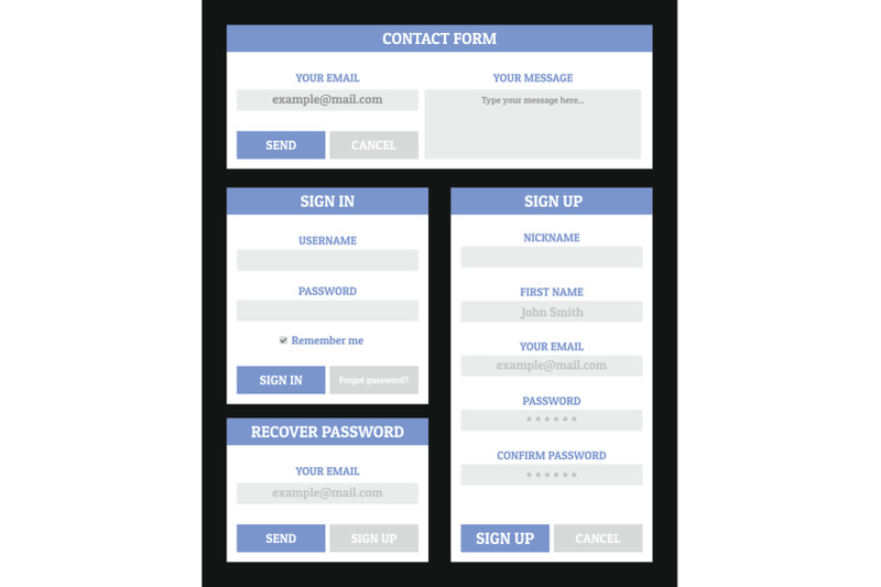 website-form-set-flat-style