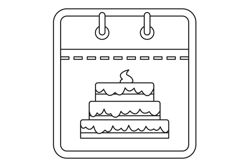 calendar-with-cake-icon-outline-style