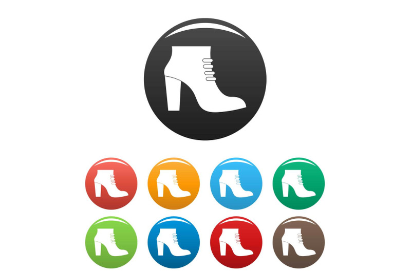 woman-shoes-icons-set-collection-circle