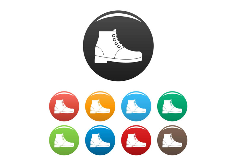 hiking-boots-icons-set-collection-circle