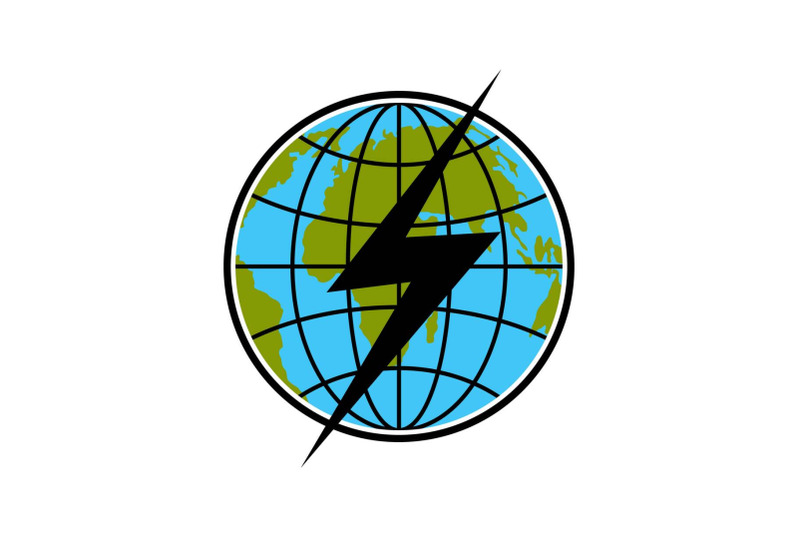 lightning-on-earth-icon-flat-style