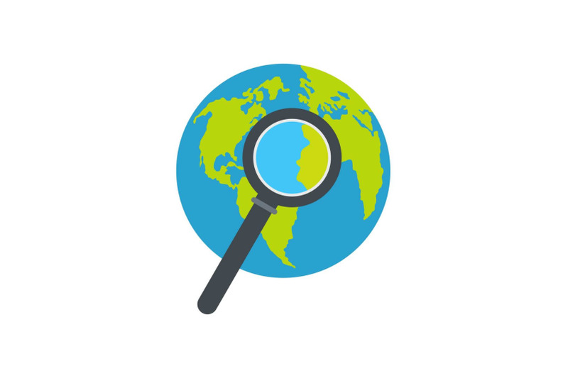 magnifier-on-earth-icon-flat-style