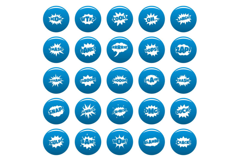 comic-bubble-sound-vector-icons-set-blue-simple-style