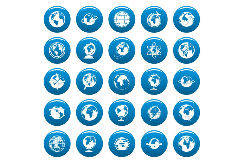 globe-earth-vector-icons-set-blue-simple-style