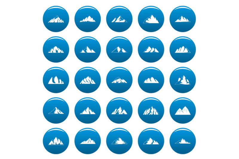 mountain-vector-icons-set-blue-simple-style