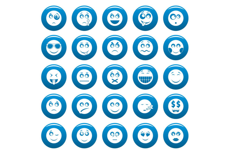 smile-vector-icon-set-blue-simple-style