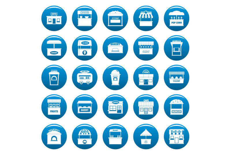 street-food-kiosk-vector-icons-set-blue-simple-style