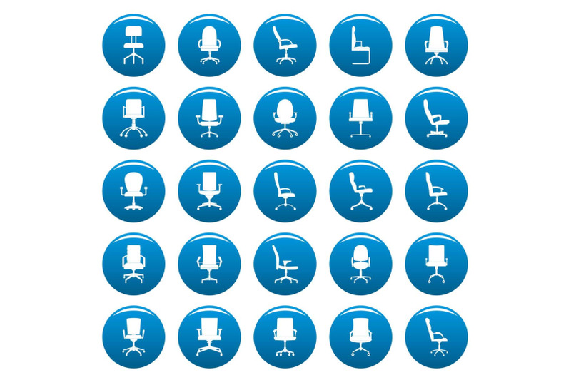 office-chair-vector-icons-set-blue-simple-style
