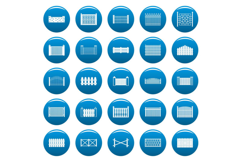 fence-vector-icons-set-blue-simple-style