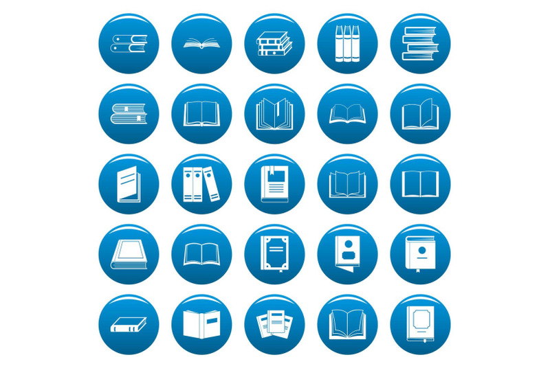 book-vector-icons-set-blue-simple-style