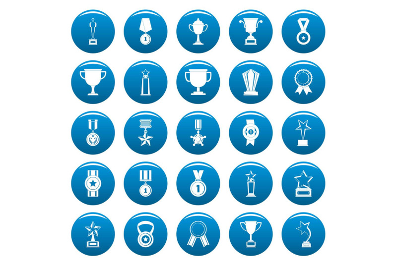 medal-award-vector-icons-set-blue-simple-style