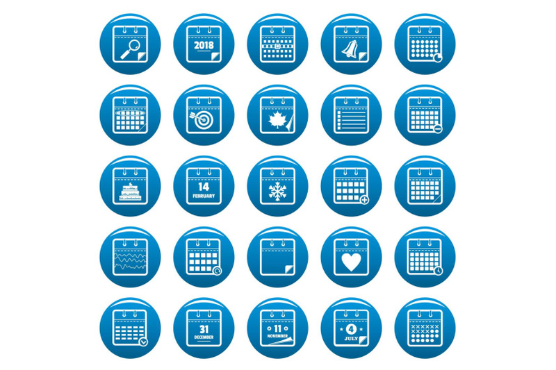 calendar-vector-icons-set-blue-simple-style