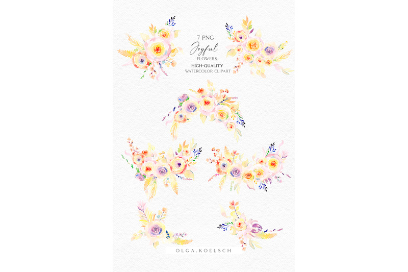 yellow-flowers-watercolor-clip-art-boho-bouquets-clipart-pale-yellow